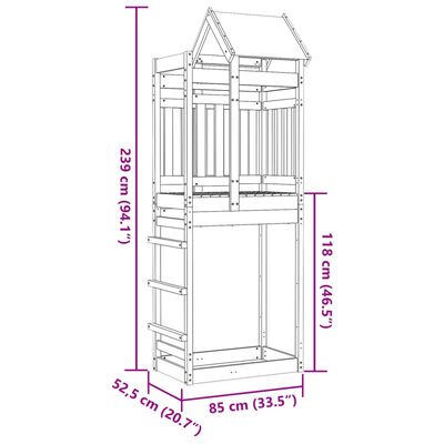 vidaXL rotaļu tornis, 85x52,5x239 cm, impregnēts priedes koks