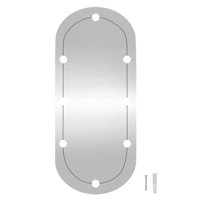 vidaXL sienas spogulis ar LED gaismām, 45x100 cm, stikls, ovāls