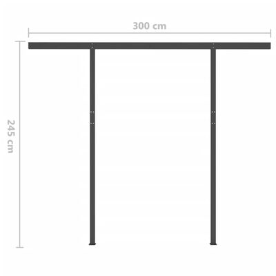 vidaXL izvelkama markīze ar stabiem, 3,5x2,5 m, manuāla, zili balta