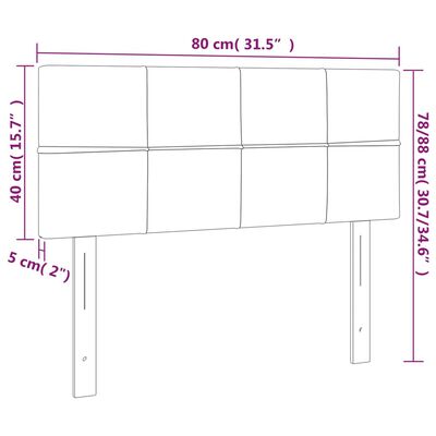 vidaXL gultas galvgalis ar LED, 80x5x78/88 cm, tumši zils samts