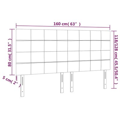 vidaXL gultas galvgalis ar LED, 160x5x118/128 cm, pelēkbrūns audums