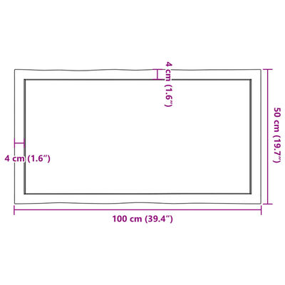 vidaXL galda virsma, gaiši brūna, 100x50x(2-4)cm, ozola masīvkoks