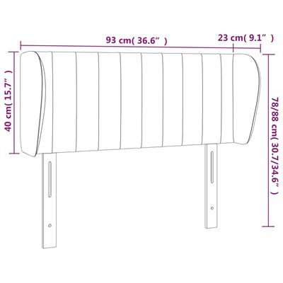 vidaXL galvgalis ar malām, 93x23x78/88 cm, tumši brūns audums