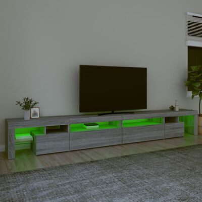 vidaXL TV skapītis ar LED lampiņām, pelēka ozola krāsa, 290x36,5x40 cm