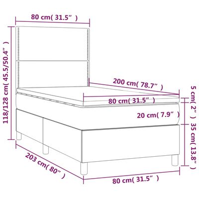 vidaXL atsperu gulta ar matraci, melna, 80x200 cm, mākslīgā āda