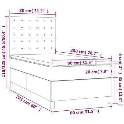 vidaXL atsperu gulta ar matraci, kapučīno, 80x200 cm, mākslīgā āda