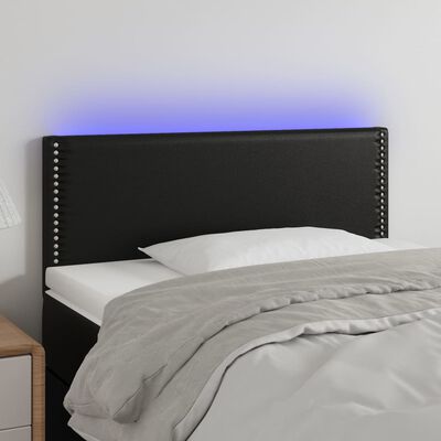 vidaXL gultas galvgalis ar LED, 100x5x78/88 cm, melna mākslīgā āda