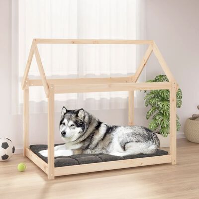 vidaXL suņu gulta, 111x80x100 cm, priedes masīvkoks