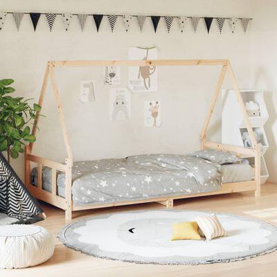 vidaXL bērnu gultas rāmis, 90x200 cm, priedes masīvkoks