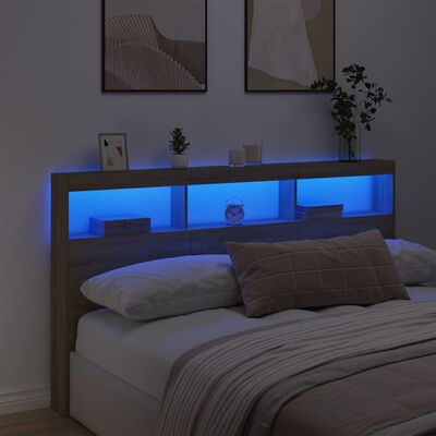 vidaXL galvgaļa skapis ar LED, ozolkoka krāsa, 180x17x102 cm