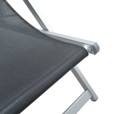 vidaXL pludmales krēsli, 2 gab., alumīnijs, tekstilēns, pelēki