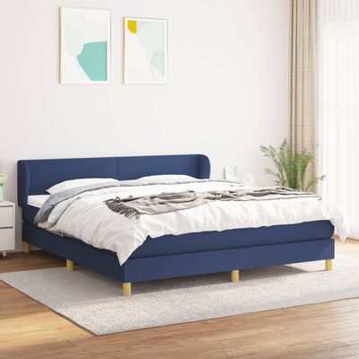 vidaXL atsperu gulta ar matraci, zils, 160x200 cm, audums