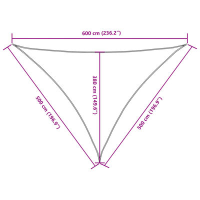 vidaXL saulessargs, 5x5x6 m, trijstūra forma, krēmkrāsas audums