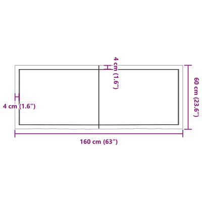 vidaXL galda virsma, tumši brūna, 160x60x(2-6) cm, ozola masīvkoks