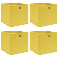 vidaXL uzglabāšanas kastes, 4 gab., dzeltens, 32x32x32 cm, audums