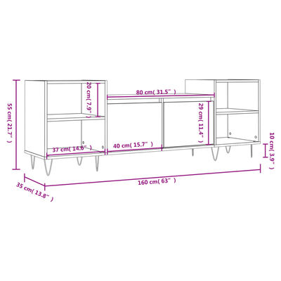 vidaXL TV skapītis, ozolkoka krāsa, 160x35x55 cm, inženierijas koks