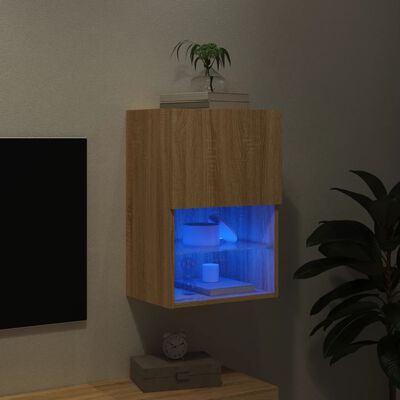 vidaXL TV skapītis ar LED apgaismojumu, ozola krāsa, 40,5x30x60 cm