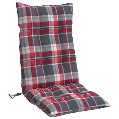 vidaXL dārza krēslu matrači, 6 gab., oksforda audums, sarkanas rūtis