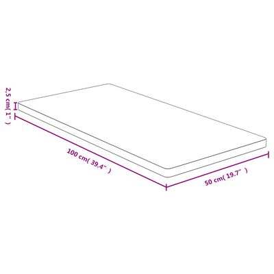 vidaXL galda virsma, 50x100x2,5 cm, bambuss