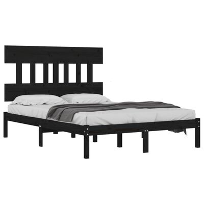 vidaXL gultas rāmis, masīvkoks, melns, 120x200 cm