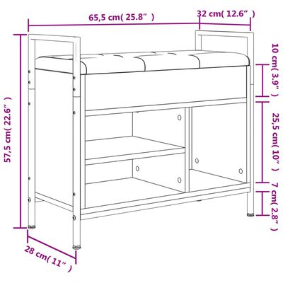 vidaXL apavu skapītis, ozolkoka, 65,5x32x57,5 cm, inženierijas koks