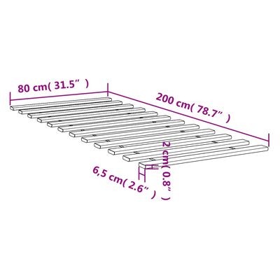 vidaXL gultas redeles, 80x200 cm, priedes masīvkoks