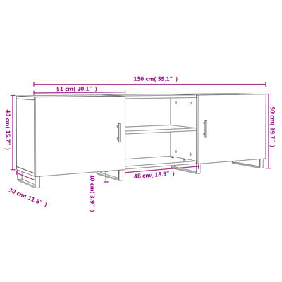 vidaXL TV skapītis, balts, 150x30x50 cm, inženierijas koks