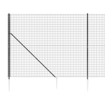 vidaXL stiepļu žogs ar zemes mietiņiem, antracītpelēks, 1,8x10 m