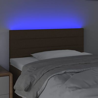 vidaXL gultas galvgalis ar LED, 100x5x78/88 cm, tumši brūns audums