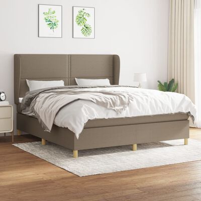 vidaXL atsperu gulta ar matraci, pelēkbrūns, 180x200 cm, audums
