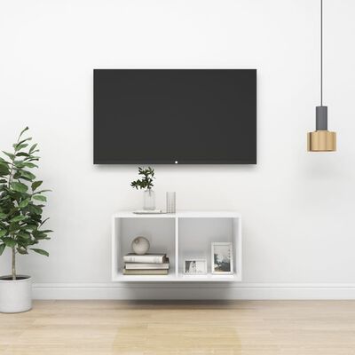 vidaXL sienas TV skapītis, balts, 37x37x72 cm, inženierijas koks