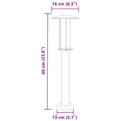 vidaXL āra zemes lampa, melnas, 60 cm, nerūsējošs tērauds