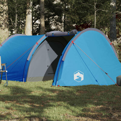vidaXL kempinga telts, tuneļa, 4 personām, zila, ūdensnecaurlaidīga
