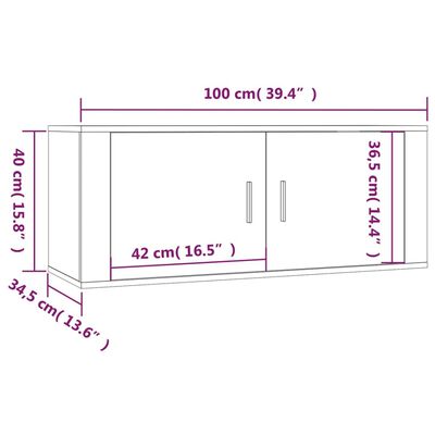 vidaXL sienas TV skapīši, 2 gab., balti, 100x34,5x40 cm