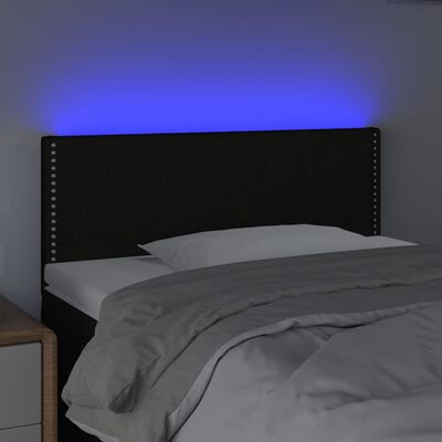 vidaXL gultas galvgalis ar LED, 100x5x78/88 cm, melns audums