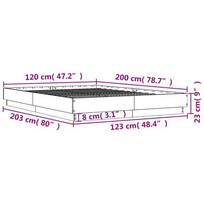 vidaXL gultas rāmis ar LED, ozolkoka krāsā, 120x200 cm