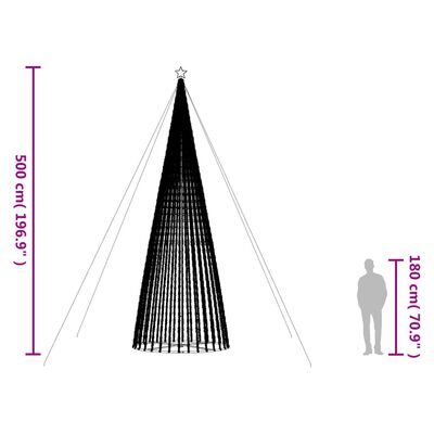 vidaXL Ziemassvētku eglītes dekorācija, 1544 krāsainas LED, 500 cm