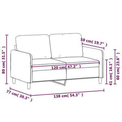 vidaXL divvietīgs dīvāns, tumši pelēks, 120 cm, samts