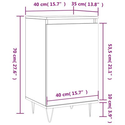 vidaXL kumode, ozolkoka krāsa, 40x35x70 cm, inženierijas koks