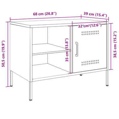 vidaXL TV skapītis, rozā, 68x39x50,5 cm, tērauds