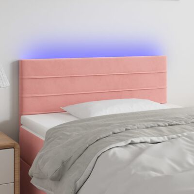 vidaXL gultas galvgalis ar LED, 90x5x78/88 cm, rozā samts