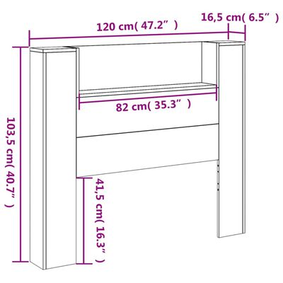 vidaXL galvgaļa skapis ar LED, melns, 120x16,5x103,5 cm