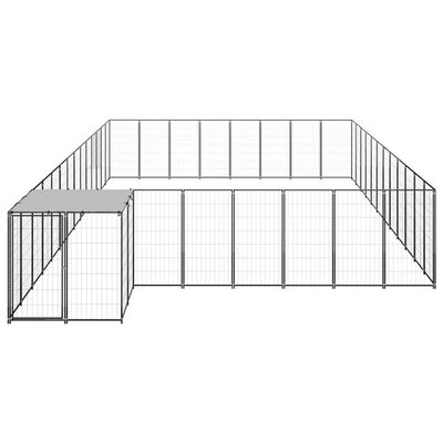 vidaXL suņu voljērs, 30,25 m², tērauds, melns