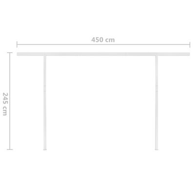 vidaXL izvelkama markīze ar kātiem, 4,5x3,5 m, manuāla, dzelteni balta