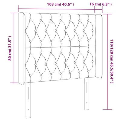 vidaXL gultas galvgalis ar LED, 103x16x118/128 cm, rozā samts