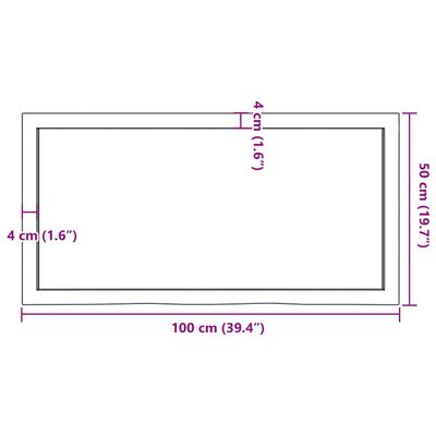 vidaXL vannasistabas letes virsma 100x50x(2-4)cm apstrādāts masīvkoks