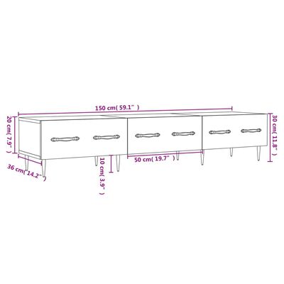 vidaXL TV skapītis, melns, 150x36x30 cm, inženierijas koks