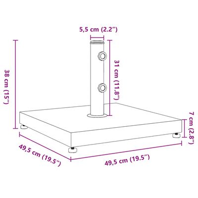 vidaXL saulessarga pamatne, Ø32/38/48 mm kātiem, 28 kg