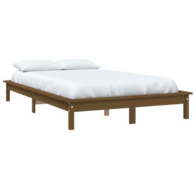 vidaXL gultas rāmis, medus brūns, 120x190 cm, masīvkoks, divvietīgs