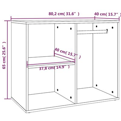 vidaXL kosmētikas plaukts, pelēka ozola, 80x40x65cm, inženierijas koks